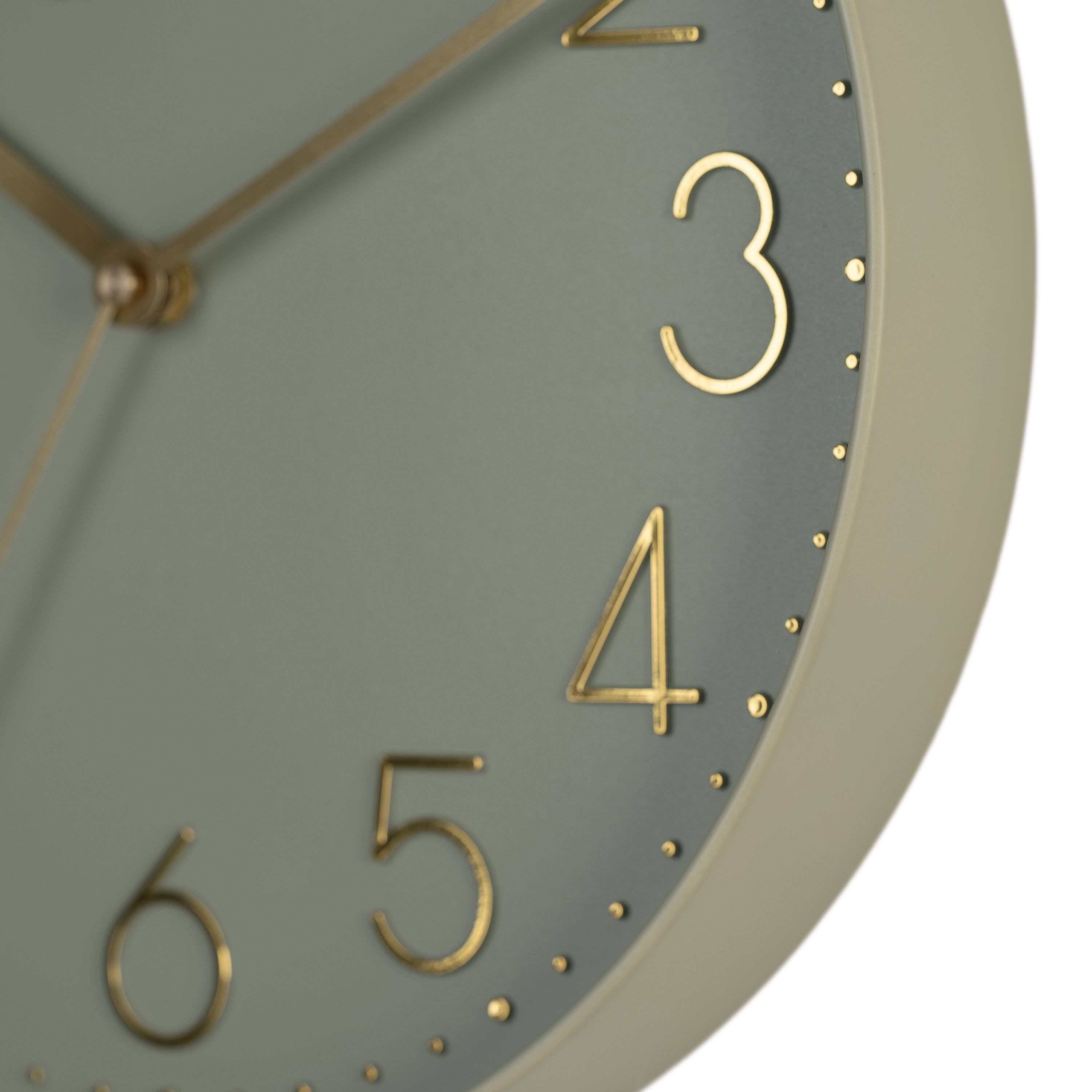 Angle. La Crosse Clock Co. - 12 Inch Paxton Green Silent Sweep Analog Quartz Wall Clock - Green.