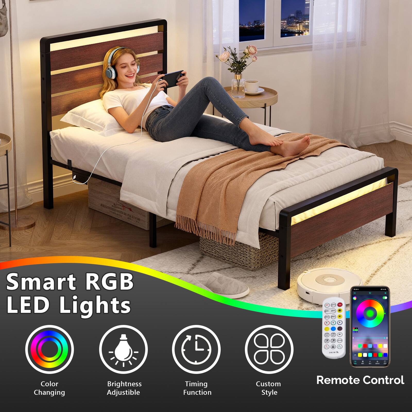 Smart RGB LED Lights

- Color Changing
- Brightness Adjustable
- Timing Function
- Custom Style
- Remote Control