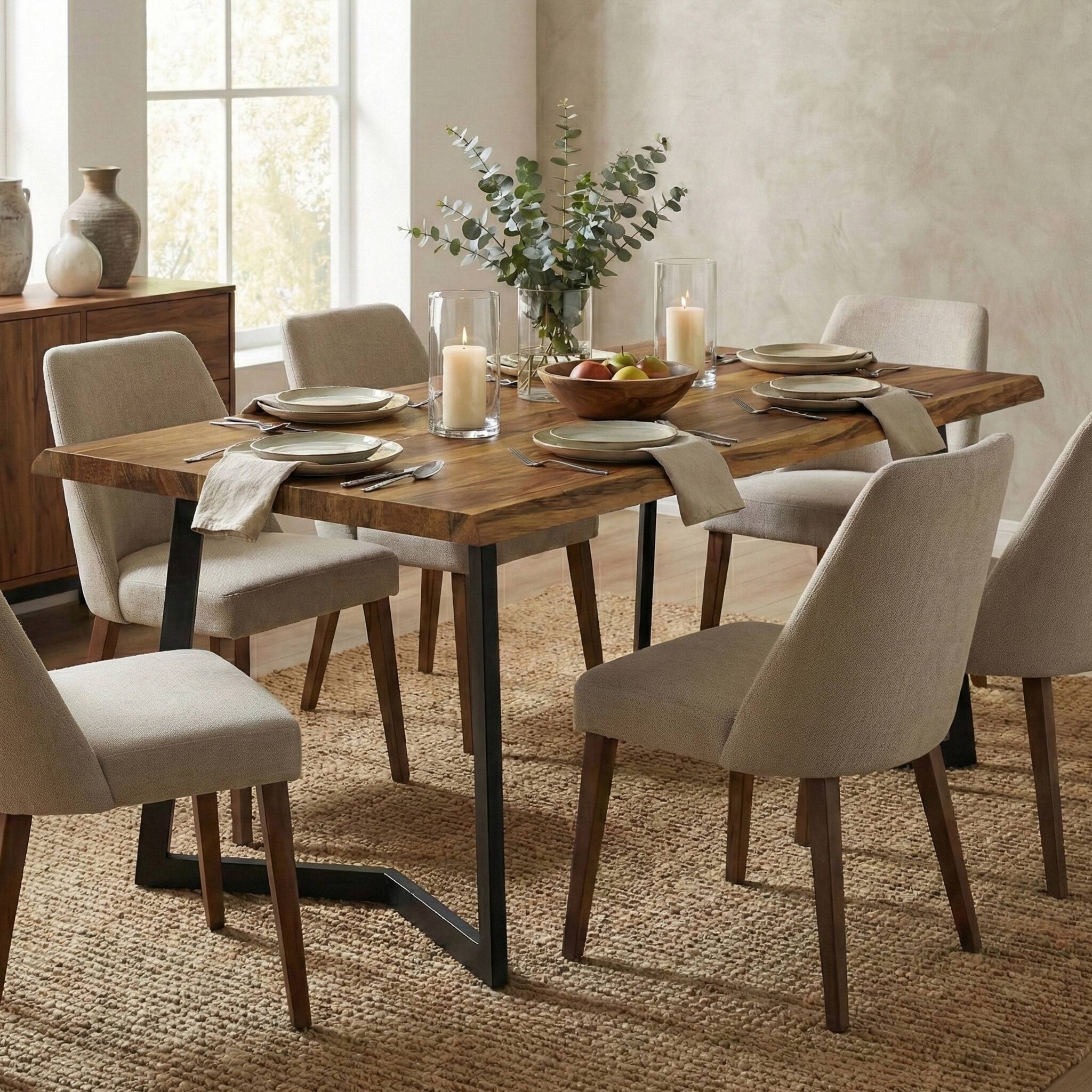 Left. Simpli Home - Watkins SOLID MANGO WOOD & Metal 72 inch x 36 inch Rectangle Modern Dining Table with Inverted Metal Base in Light Brown - Light Brown.
