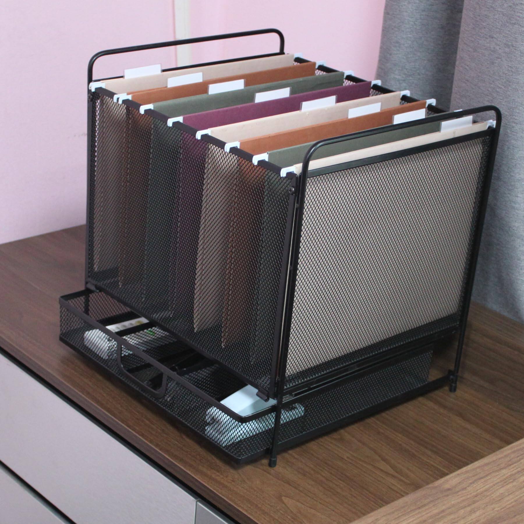 Alt View 2. Earthley Blooms - Mesh Desktop Hanging File Organizer Drawer Office Supplies Home Filing Letter Size.