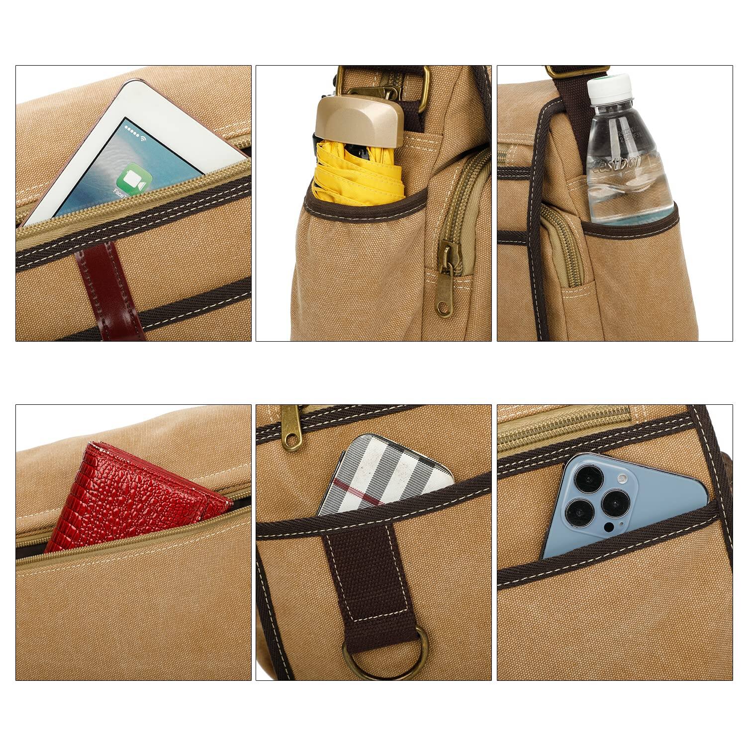 Alt View 4. Skar Audio - Canvas Messenger Bag Satchel Crossbody Shoulder With Water Pocket Unique design: This mens canvas messenger - Khaki.