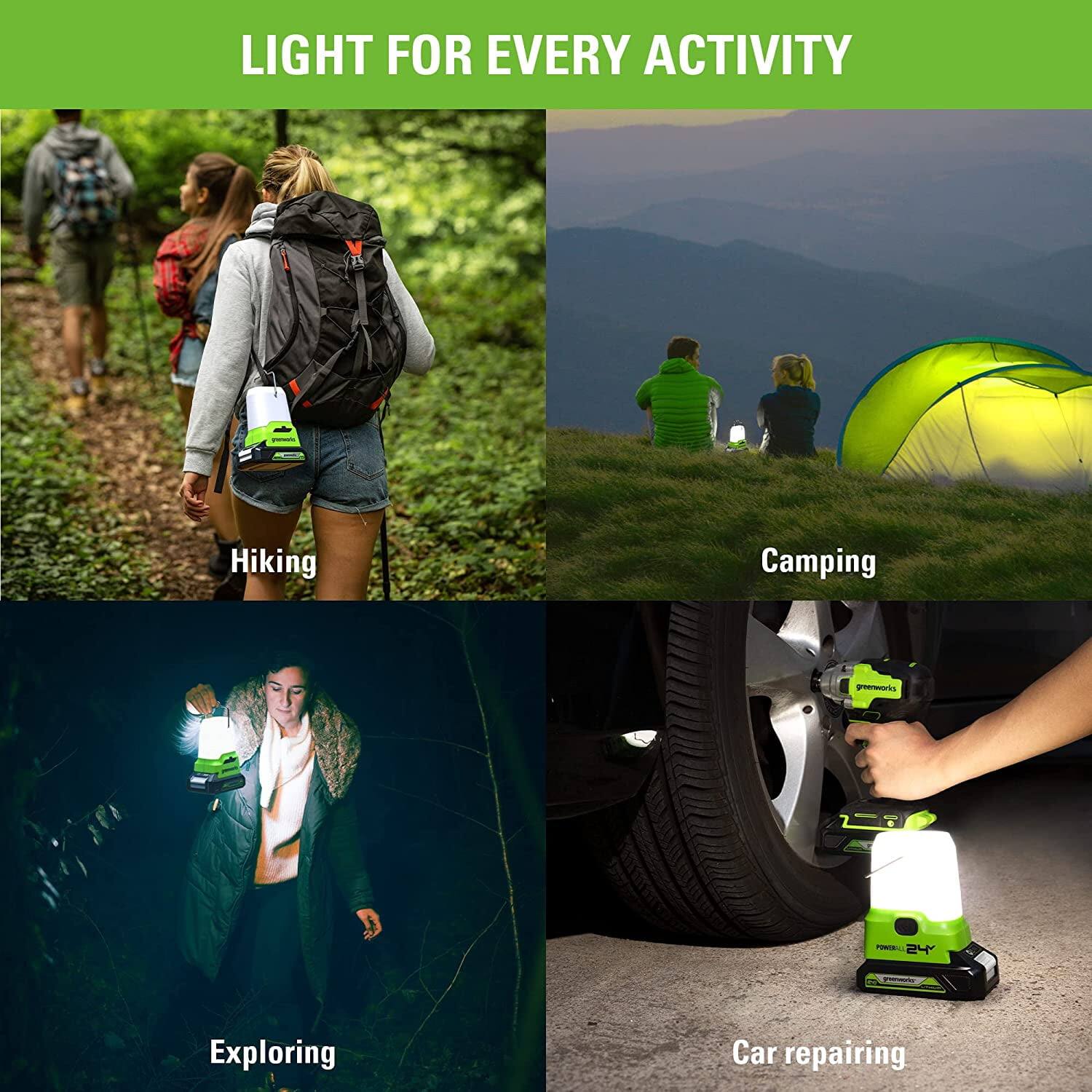 LIGHT FOR EVERY ACTIVITY

Hiking  
Camping  
Exploring  
Car repairing