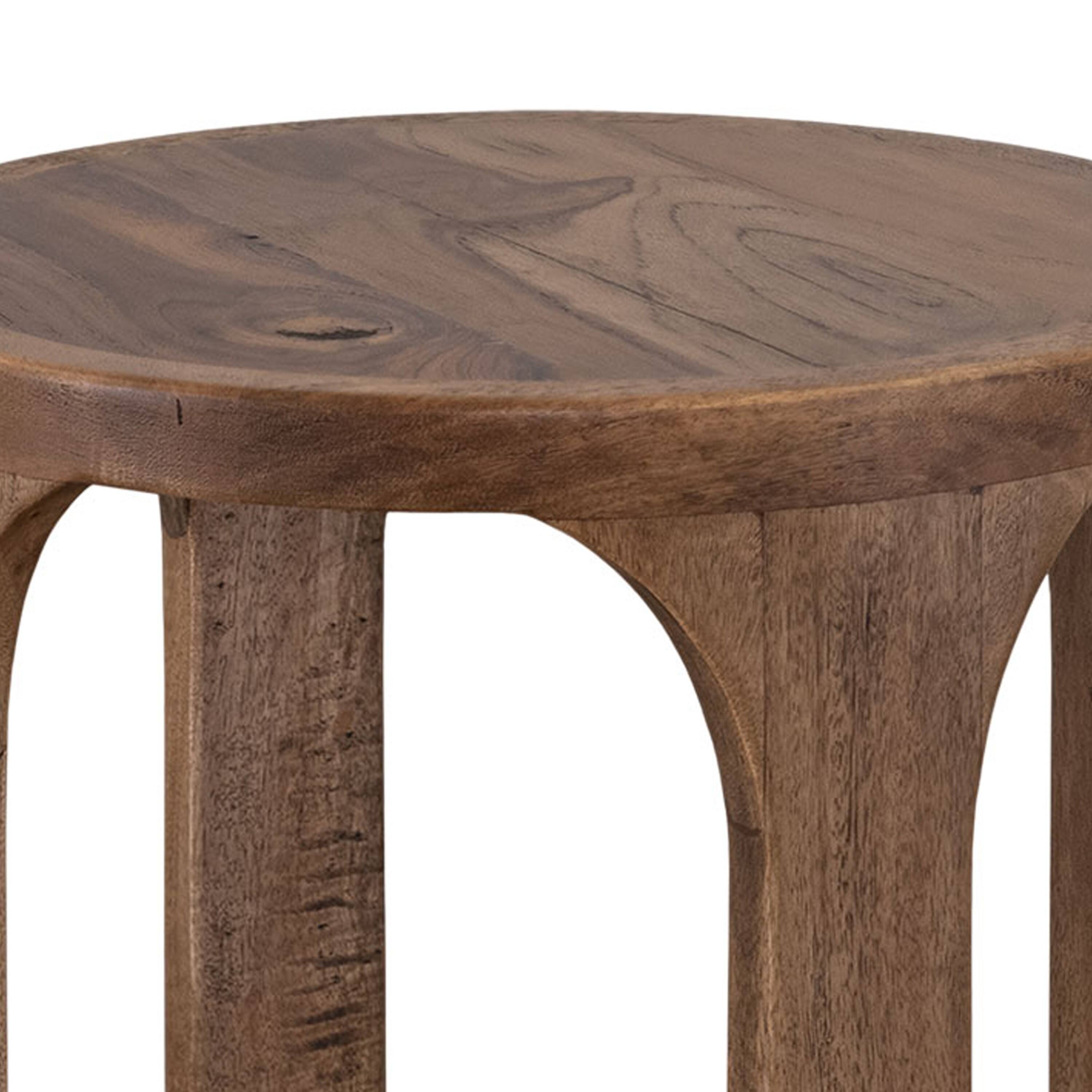 Manhattan Lane Eray Chairside Table, Shelf, Barrel Mango Wood, 18 Inch ...