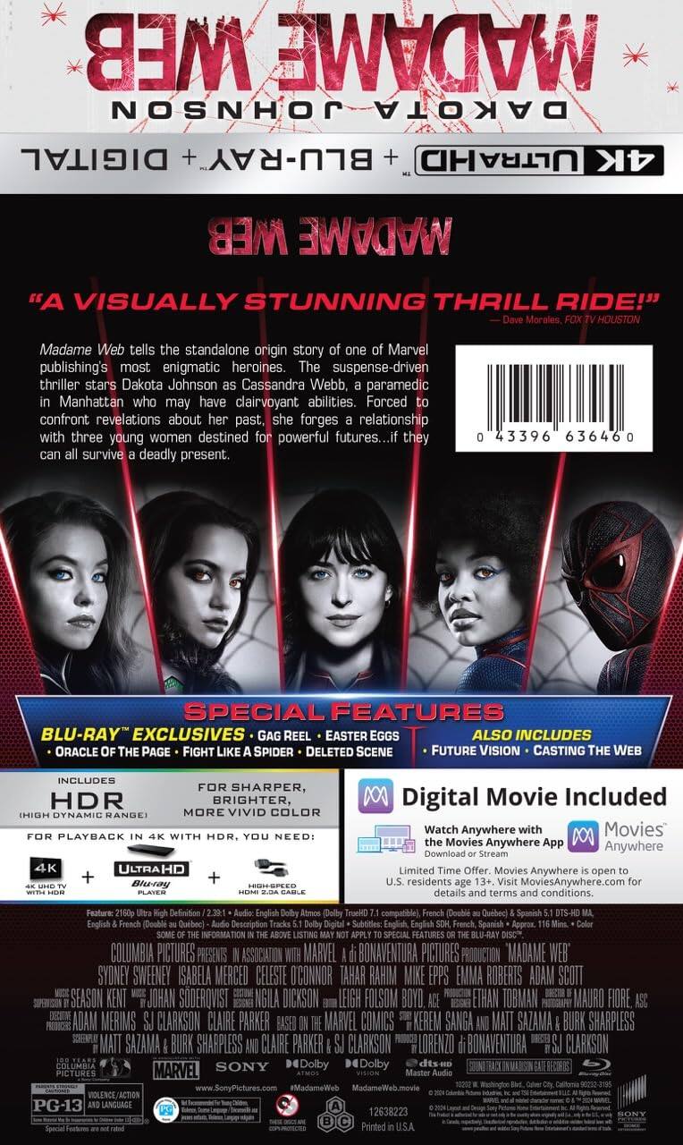 Alt View 1. Madame Web (Steelbook)   - 4K Blu-Ray.