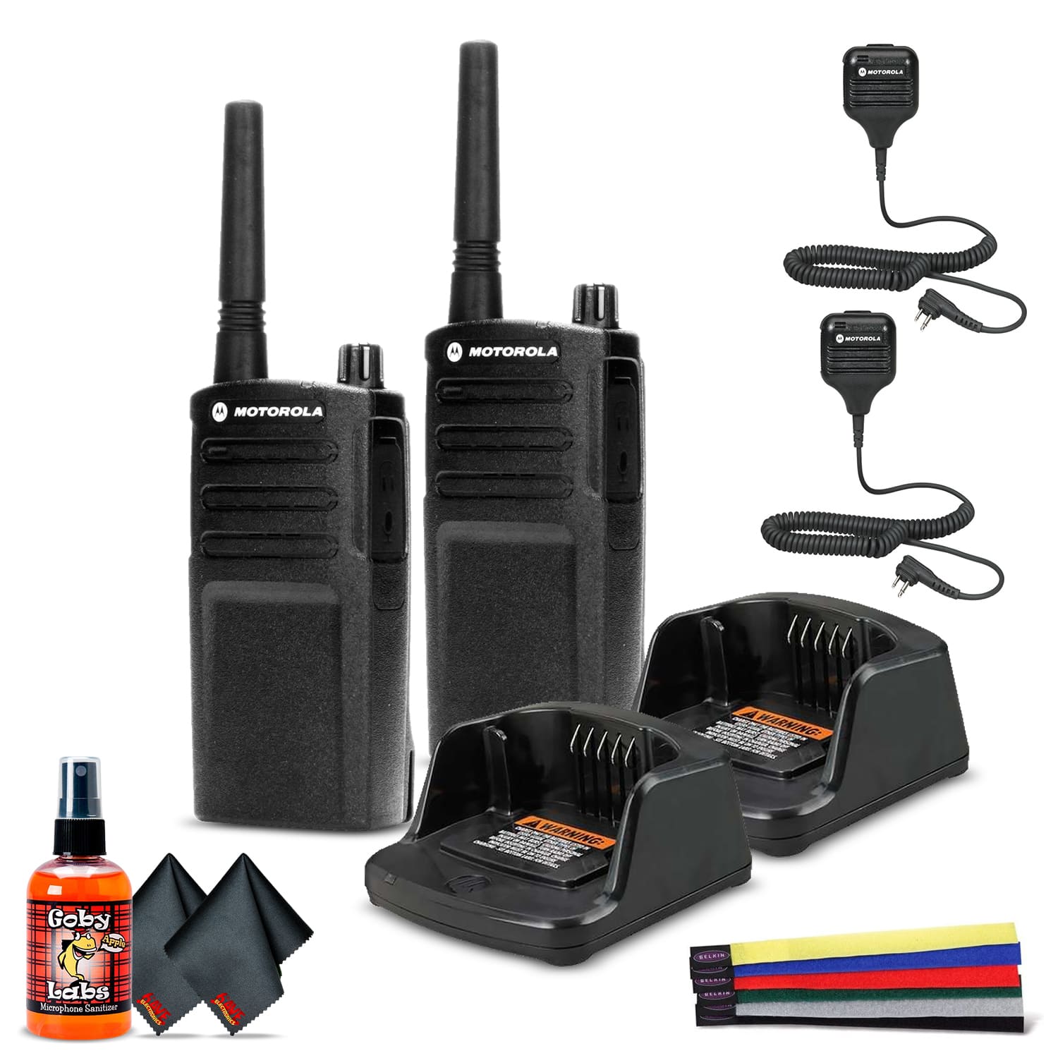 2 x Motorola RMU2040 On-Site 2-Way Radio (RMU2040) - 2 Pack With Mic Bundle - Black