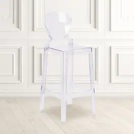 Emma + Oliver - Ghost Barstool with Tear Back - Transparent Crystal