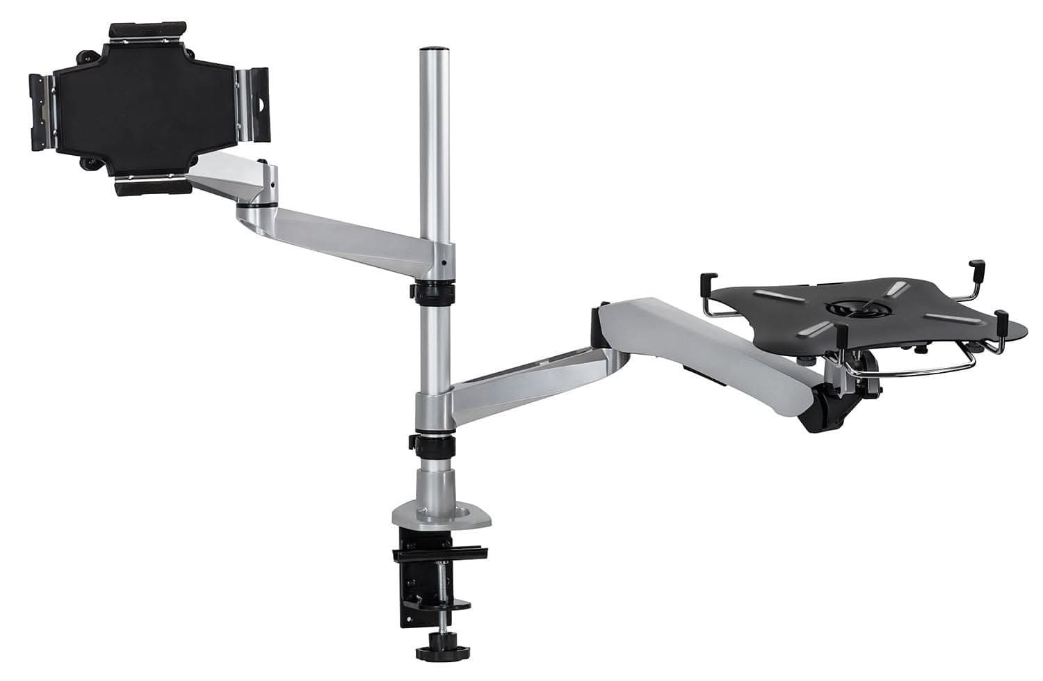 Alt View 2. Mount-It! - Full Motion Laptop & Tablet Desk Mount with Adjustable Articulating Arm for Ergonomic Workspace - Silver.