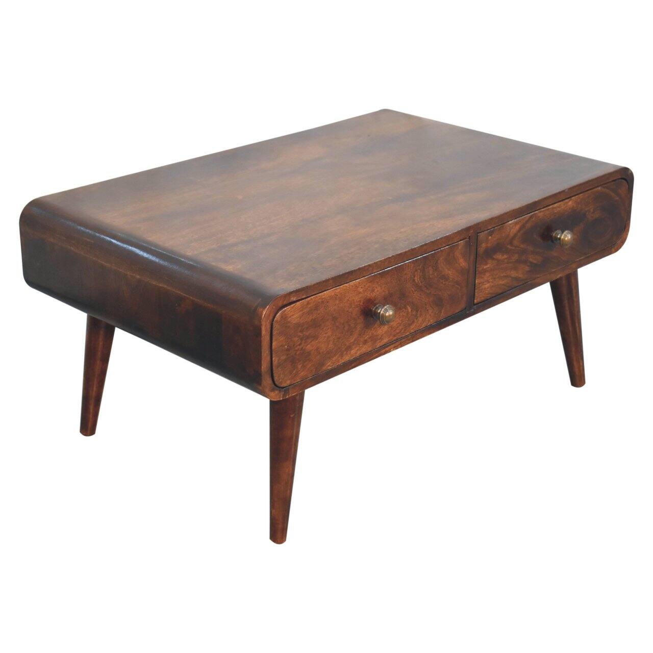Alt View 1. Artisan Furniture - Artisan Furniture Solid Wood California Walnut Sonata Coffee Table, 2 Drawers, Dark Brown - Brown.