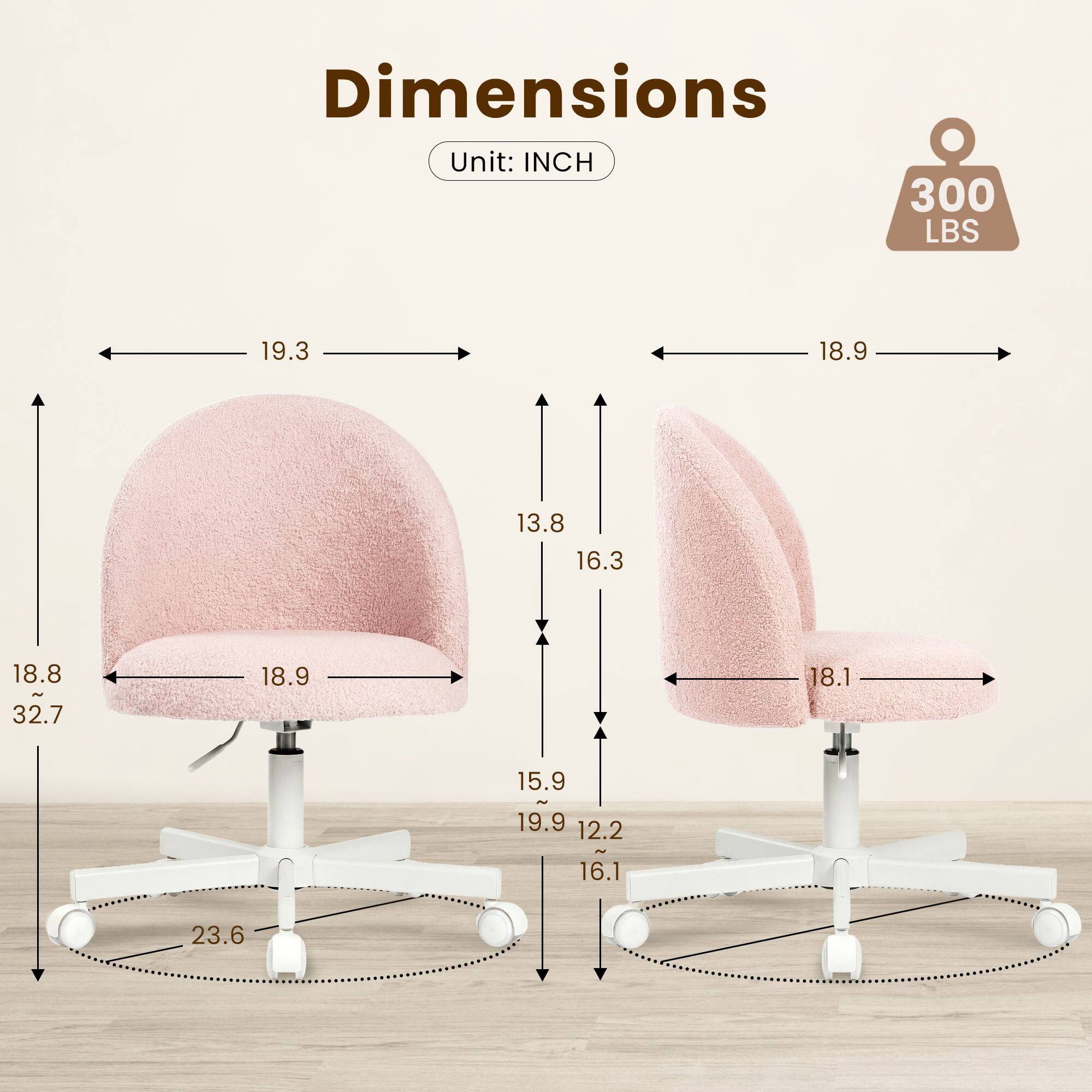 Dimensions  
Unit: INCH  
300 LBS  

19.3  
18.9  
13.8  
16.3  
18.8  
32.7  
18.9  
18.1  
15.9  
19.9  
12.2  
16.1  
23.6