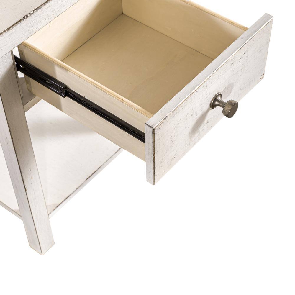 Alt View 4. Liberty Furniture Industries - Drawer Chair Side Table Flea Market White w/ Heavy Distressing - White.
