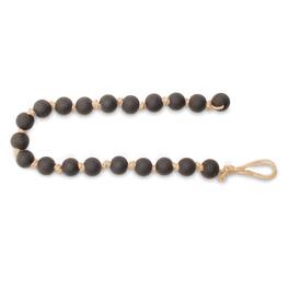 BreeBe - Modern Matte Black Bead Garland – Set of 2 - Black, Tan