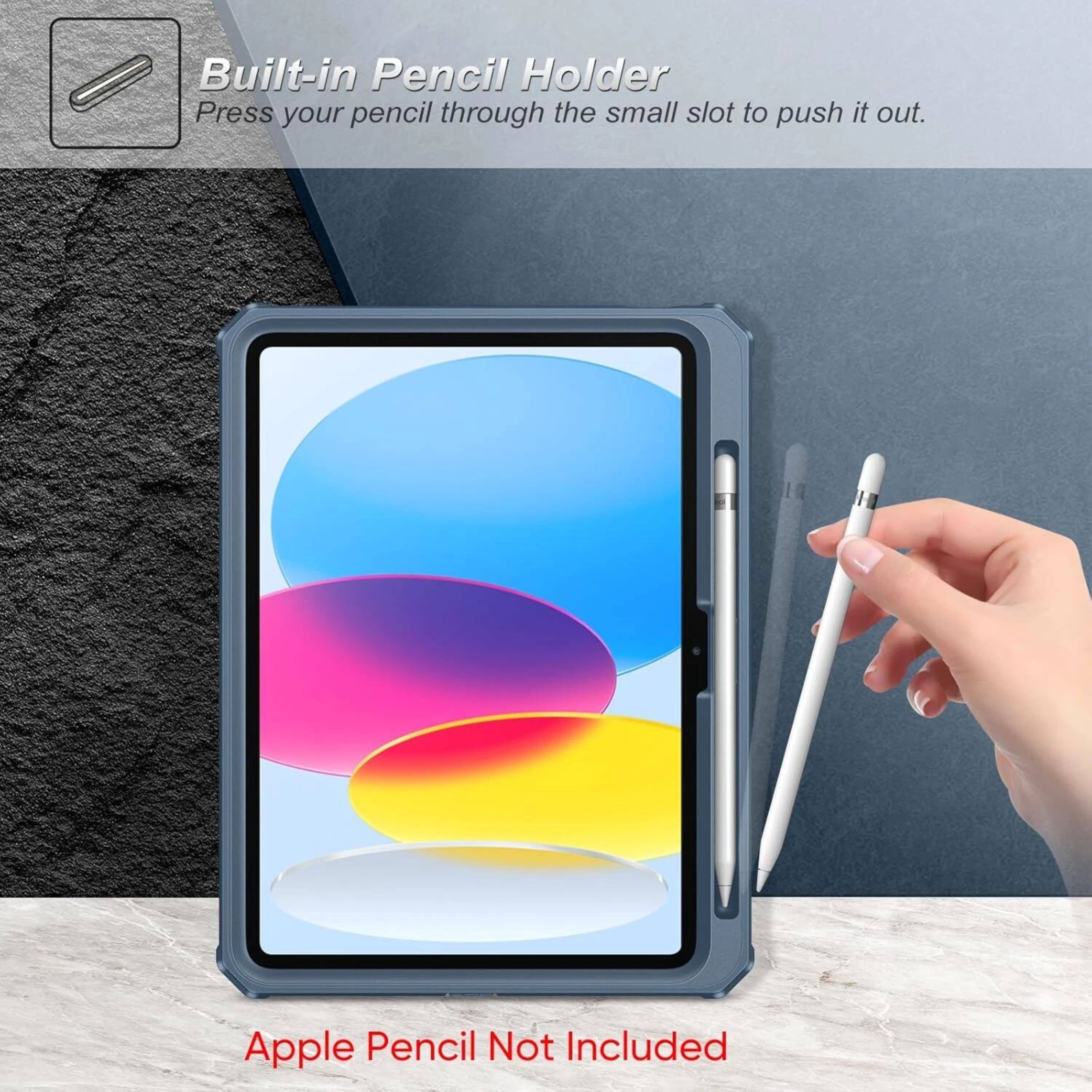 Built-in Pencil Holder  
Press your pencil through the small slot to push it out.  
Apple Pencil Not Included