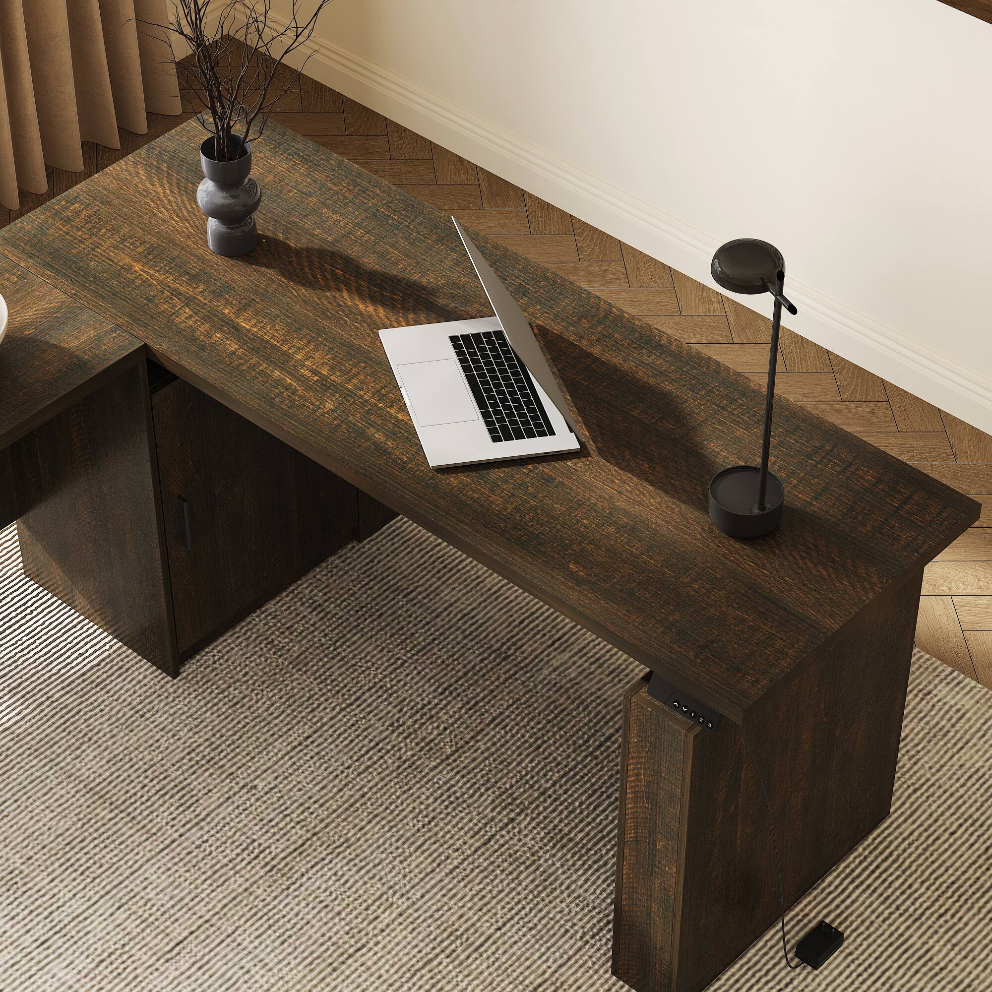 Alt View 8. Famapy - Famapy Electric Standing Desk: L - Shaped, Adjustable Height & Smart Storage - Brown.