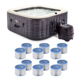 Intex - PureSpa Plus Inflatable Square Spa & Type S1 Filter Cartridges (12 Pack) - Gray