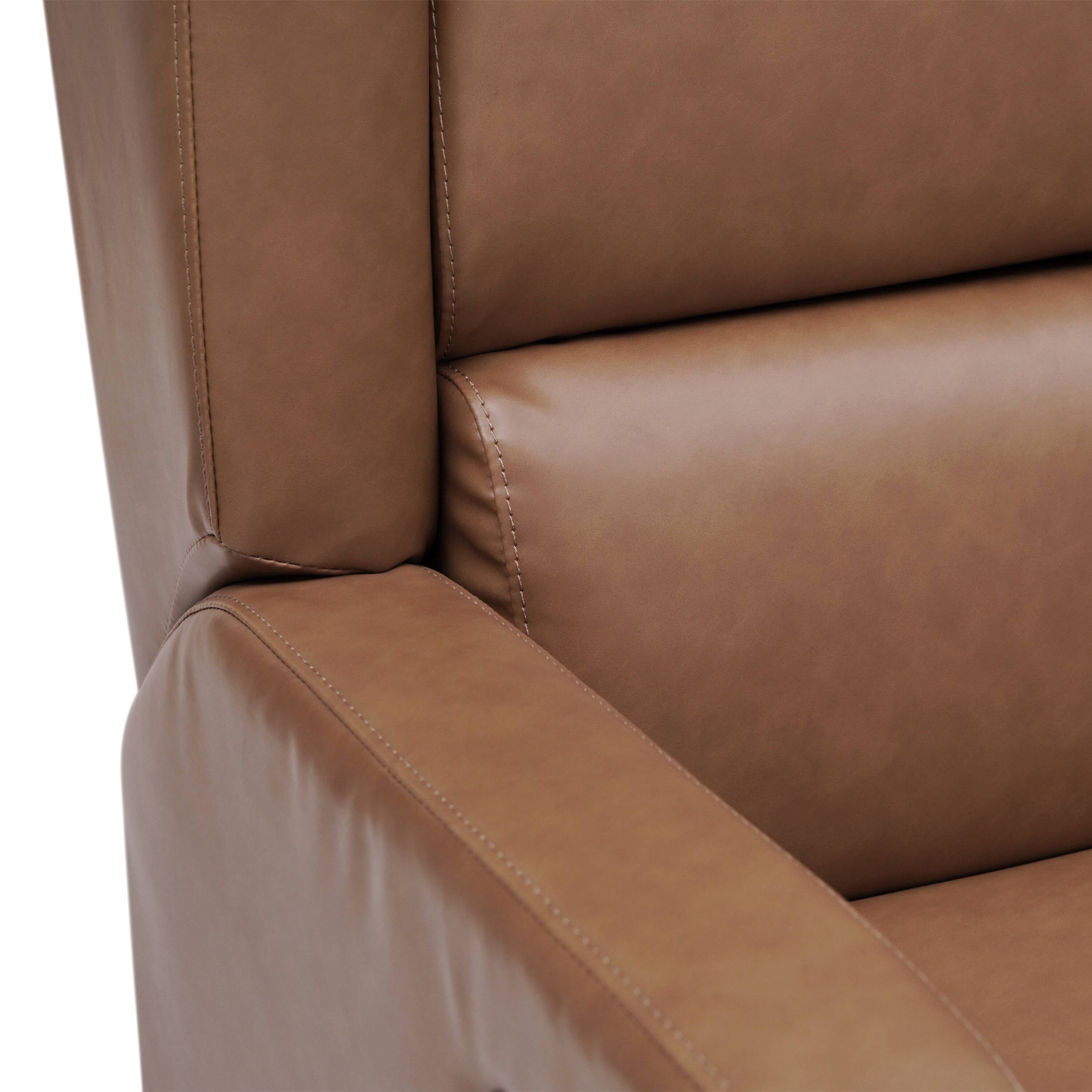 Alt View 9. Emma + Oliver - Wingback Manual Rocking Glider Recliner Chair with 360° Swivel - Cognac LeatherSoft.