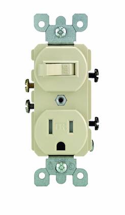 Leviton - Combination 15A Toggle Switch and 15A Tamper-Resistant Receptacle, 120V, 5-15R, T5225-I - Ivory