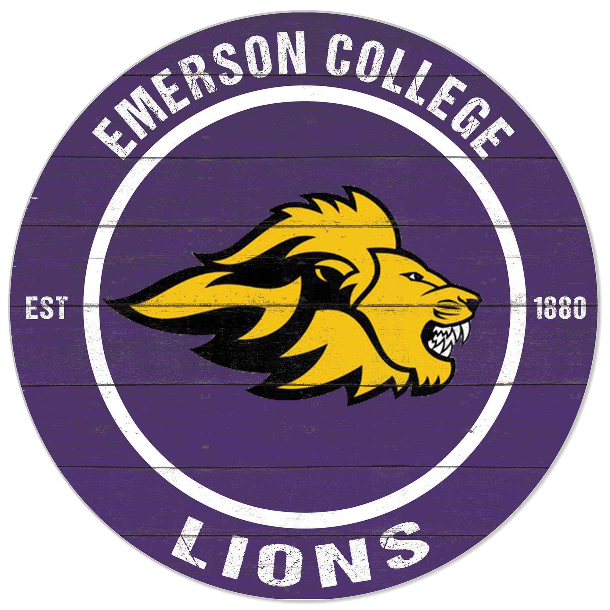 Purple Emerson College Lions 20'' x 20'' Indoor/Outdoor Circle Sign