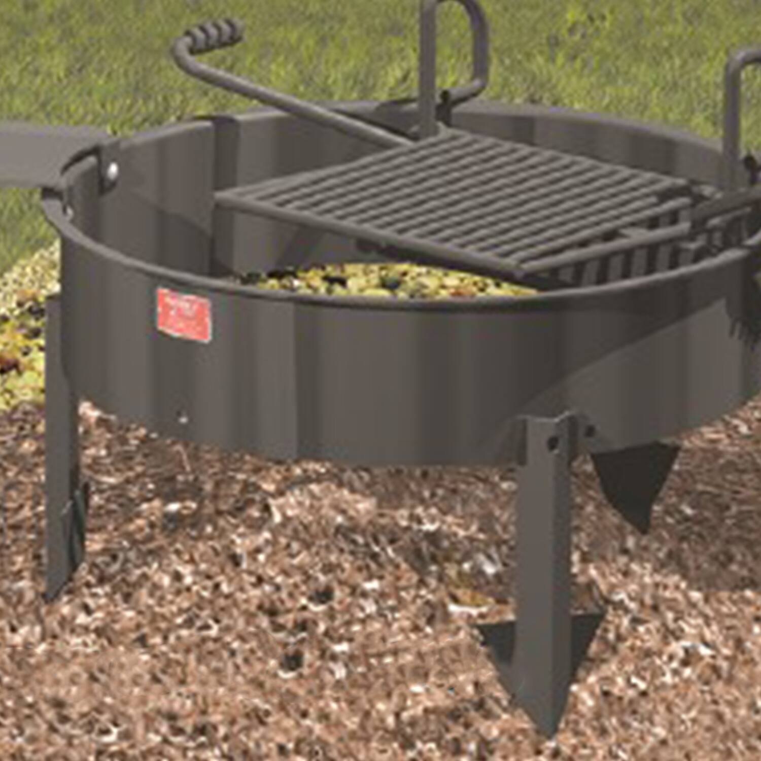 Alt View 10. Pilot Rock - Pilot Rock 24 Inch Steel Ground Fire Pit Ring and Metal Cooking Grate, Black - Black.
