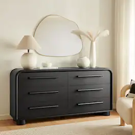 Bellamy Curved 6-Drawer Dresser by Modway - Black Oak