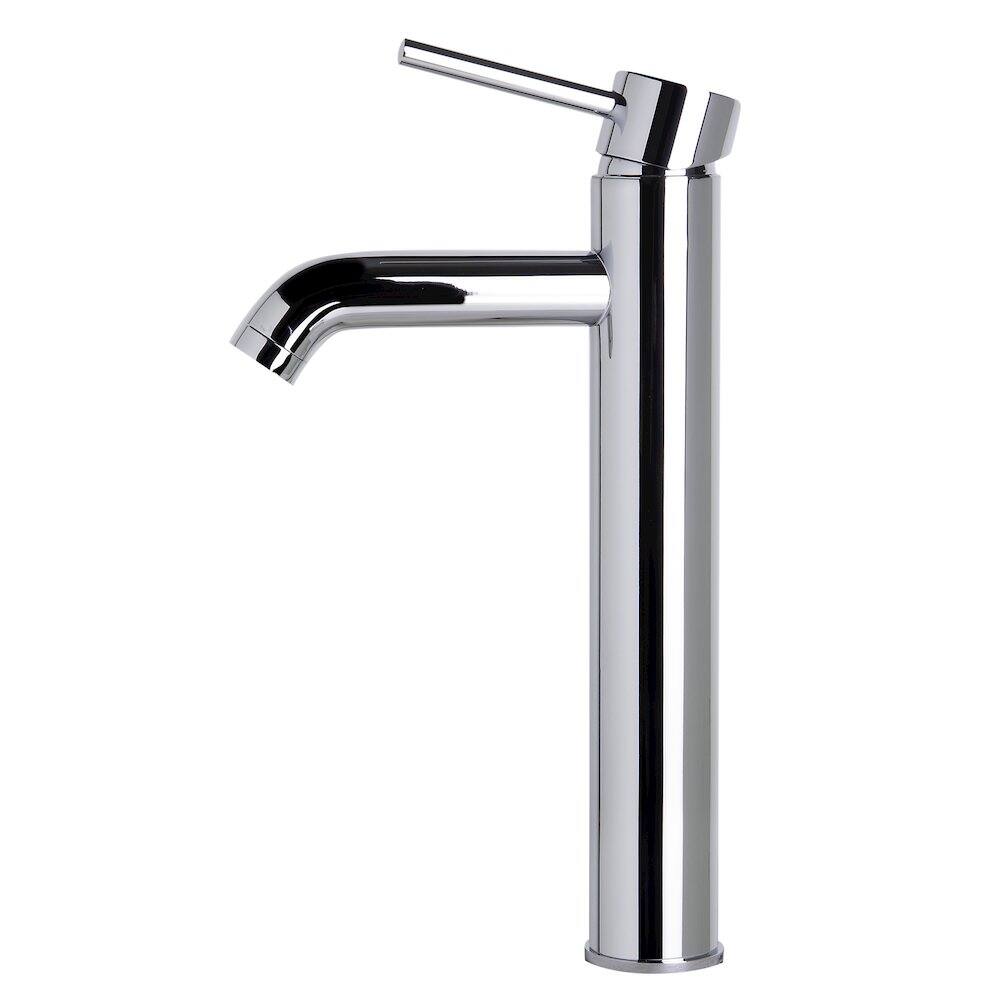 Angle. Alfi - Tall Polished Chrome Single Lever Bathroom Faucet - Silver.