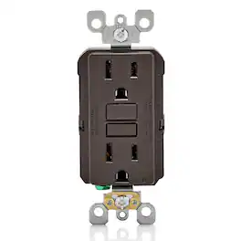 Leviton - GFCI Outlet 15 Amp Self-Test Non Tamper-Resistant with LED Indicator GFNT1 - Brown