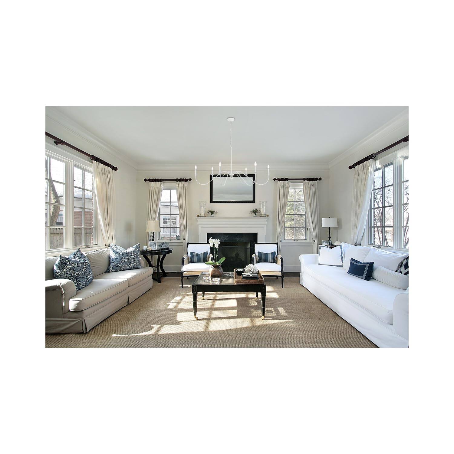 Alt View 4. Living District - Rohan 54 inch chandelier in White - White.