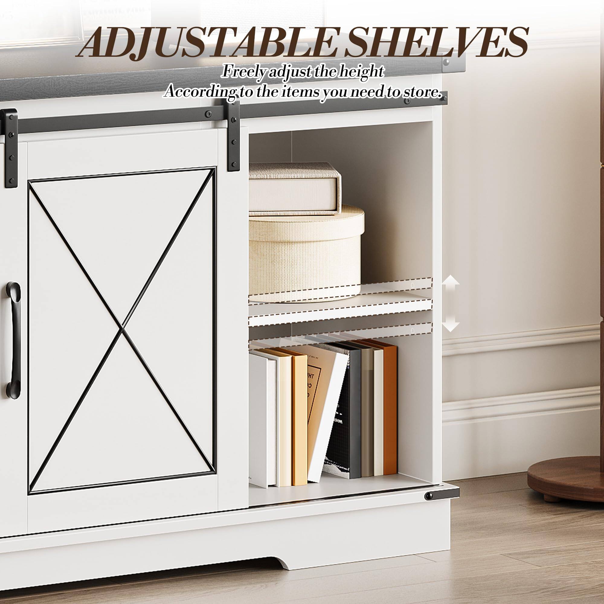ADJUSTABLE SHELVES  
Freely adjust the height according to the items you need to store.