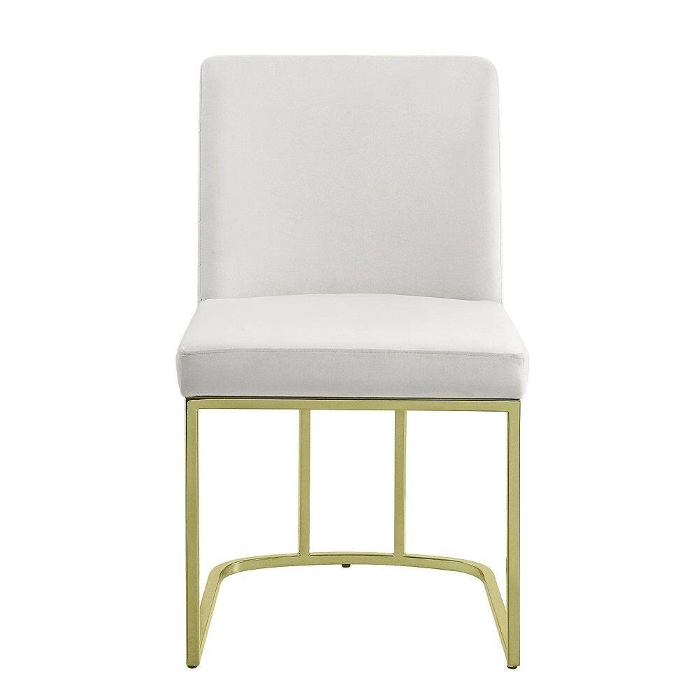 Alt View 1. Manhattan Lane - 24 Inch Side Dining Chair Set of 2, Soft Off White Velvet, Gold Metal Base - Off White, Gold.