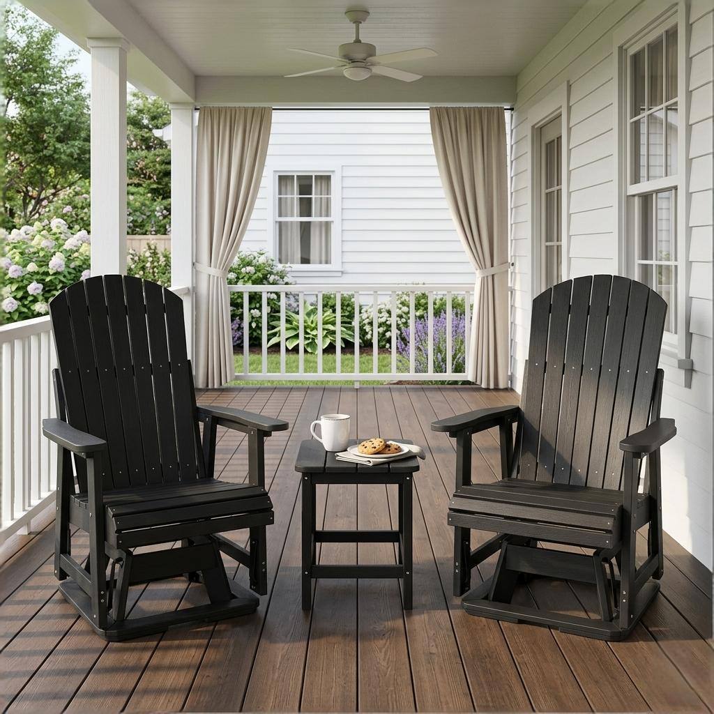 Angle. Fortune Candy - HIPS Swivel Patio Glider, Poly Lumber Weather Resistant Outdoor Chair, for Patio, Porch, Yard - Carbon Black.