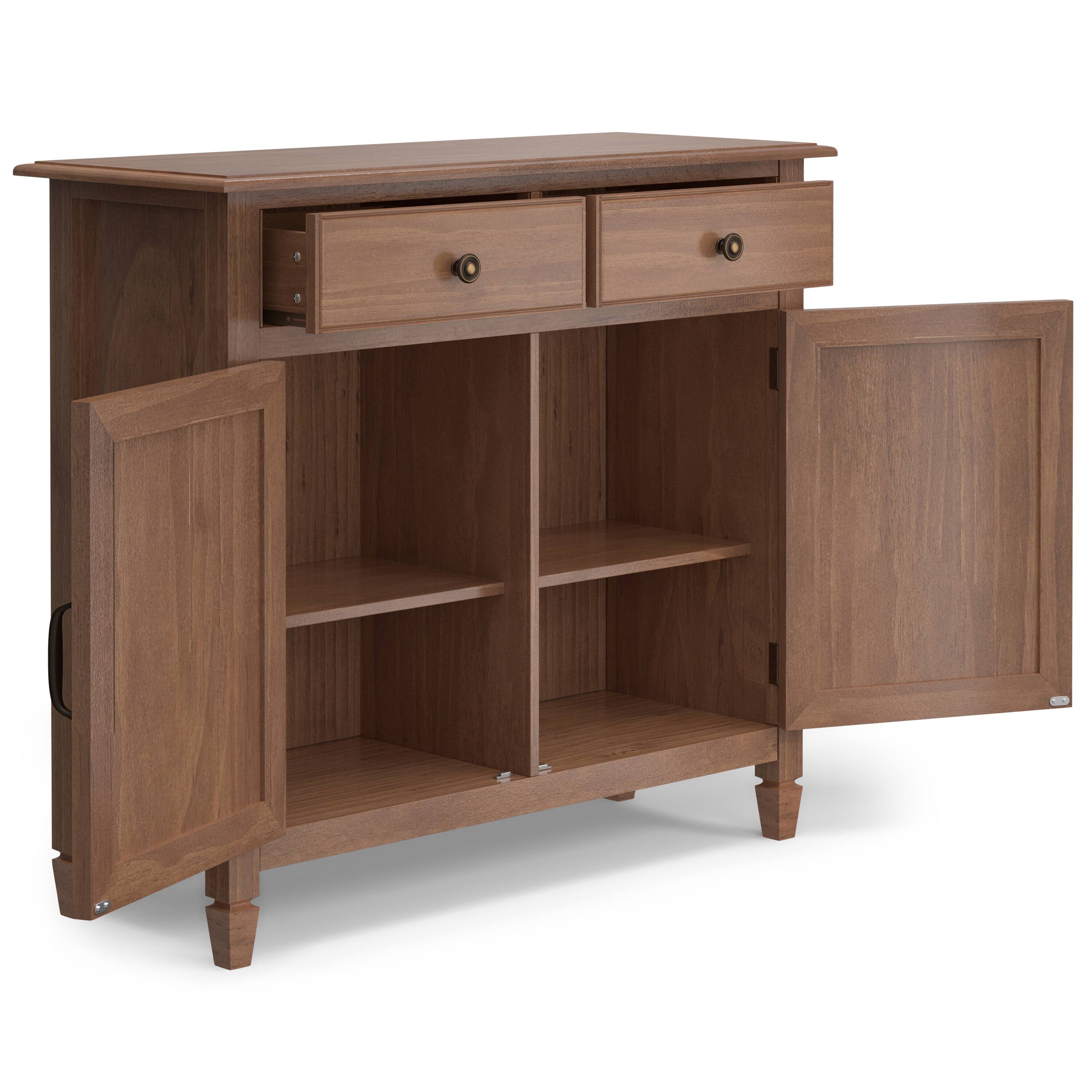 Alt View 11. Simpli Home - Connaught 40 inch Wide Solid Wood Traditional Entryway Storage Cabinet - Medium Saddle Brown.