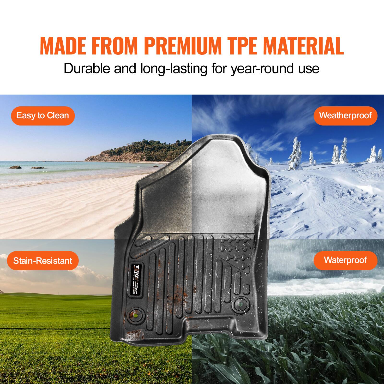 MADE FROM PREMIUM TPE MATERIAL  
Durable and long-lasting for year-round use  

- Easy to Clean  
- Stain-Resistant  
- Weatherproof  
- Waterproof