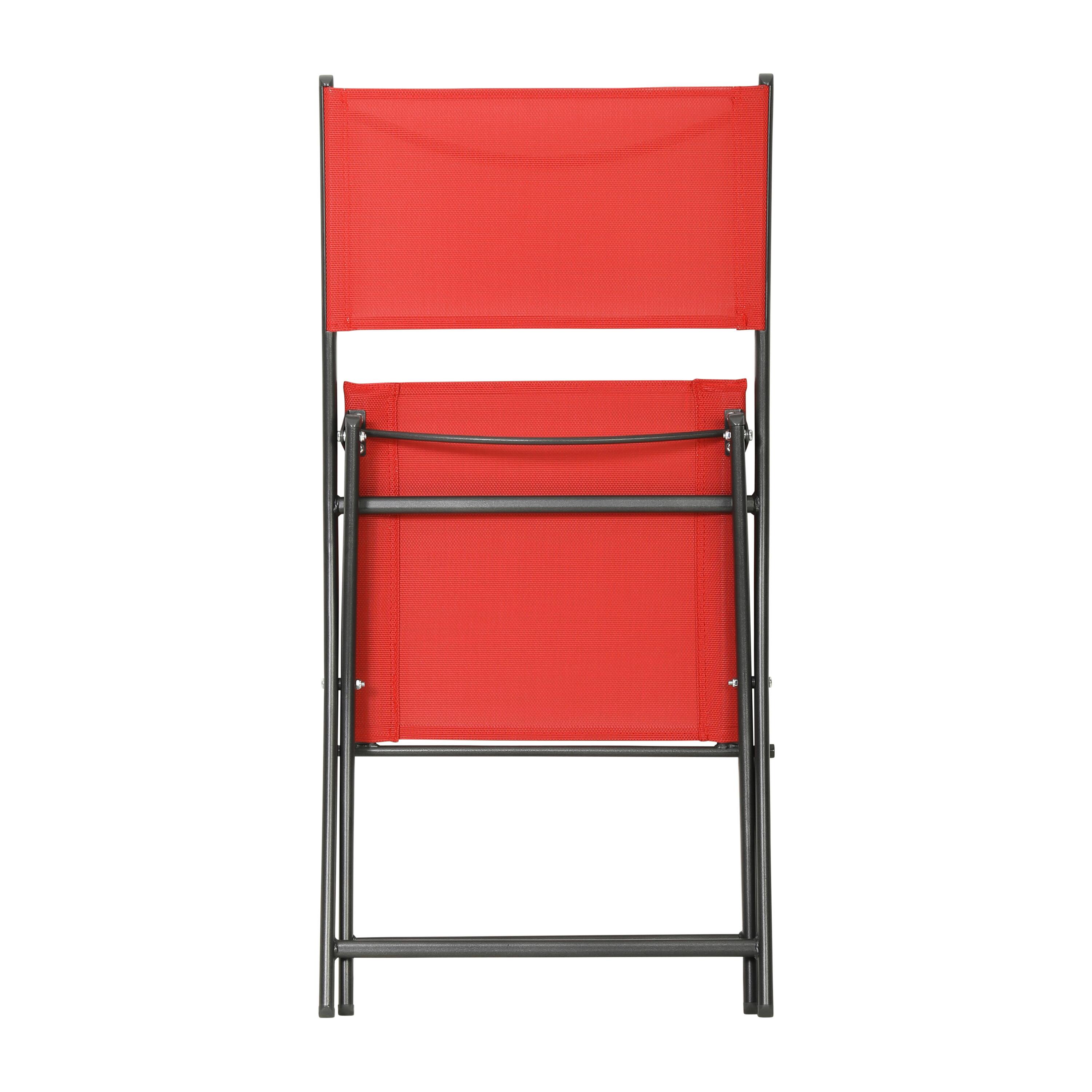 Alt View 9. Emma + Oliver - Bartlett Set of 4 Folding Chairs for Indoor/Outdoor Use with Flex Comfort Material and Steel Frames - Red.