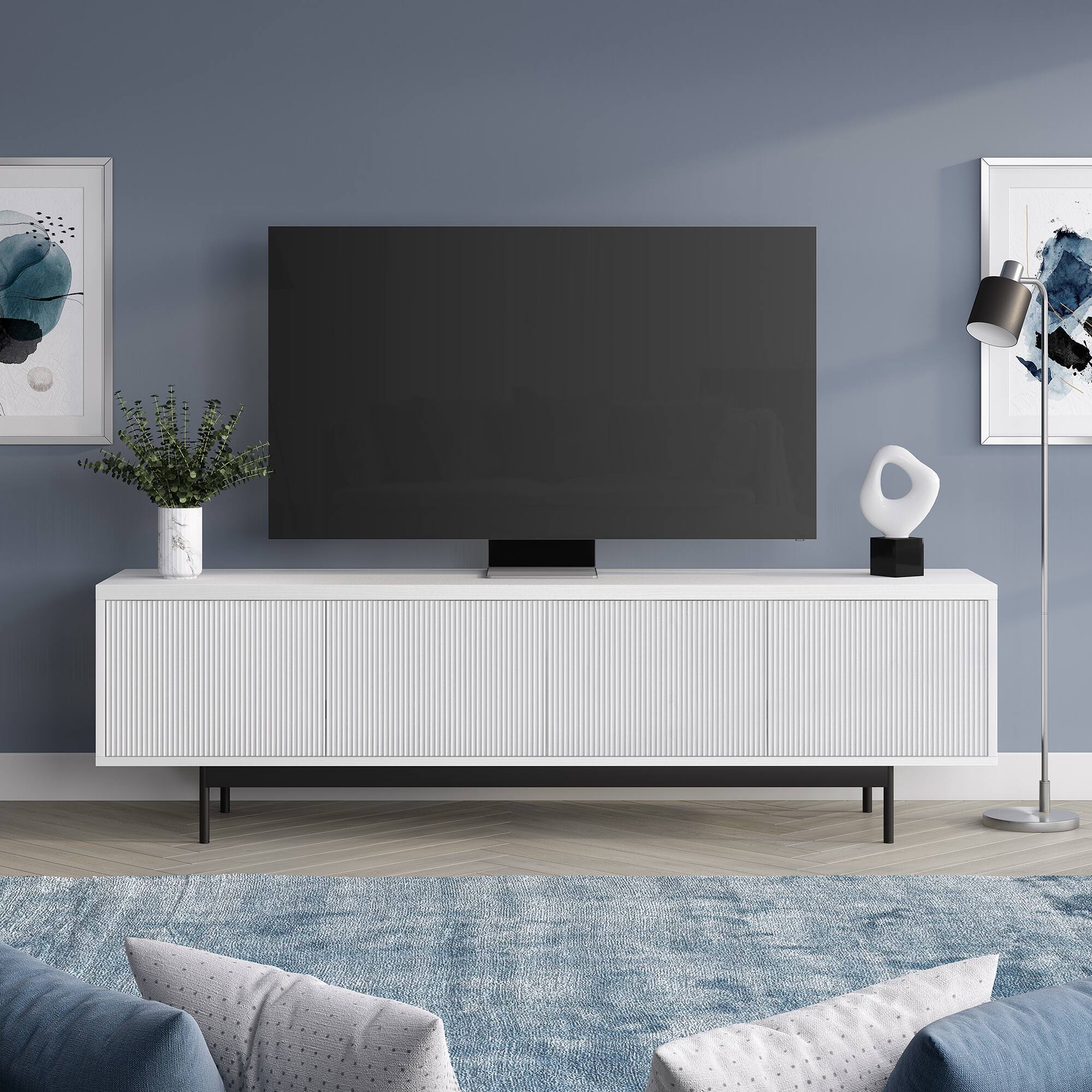 Alt View 1. Hudson&Canal - Whitman TV Stand Fits Most TVs up to 75 inches - White.