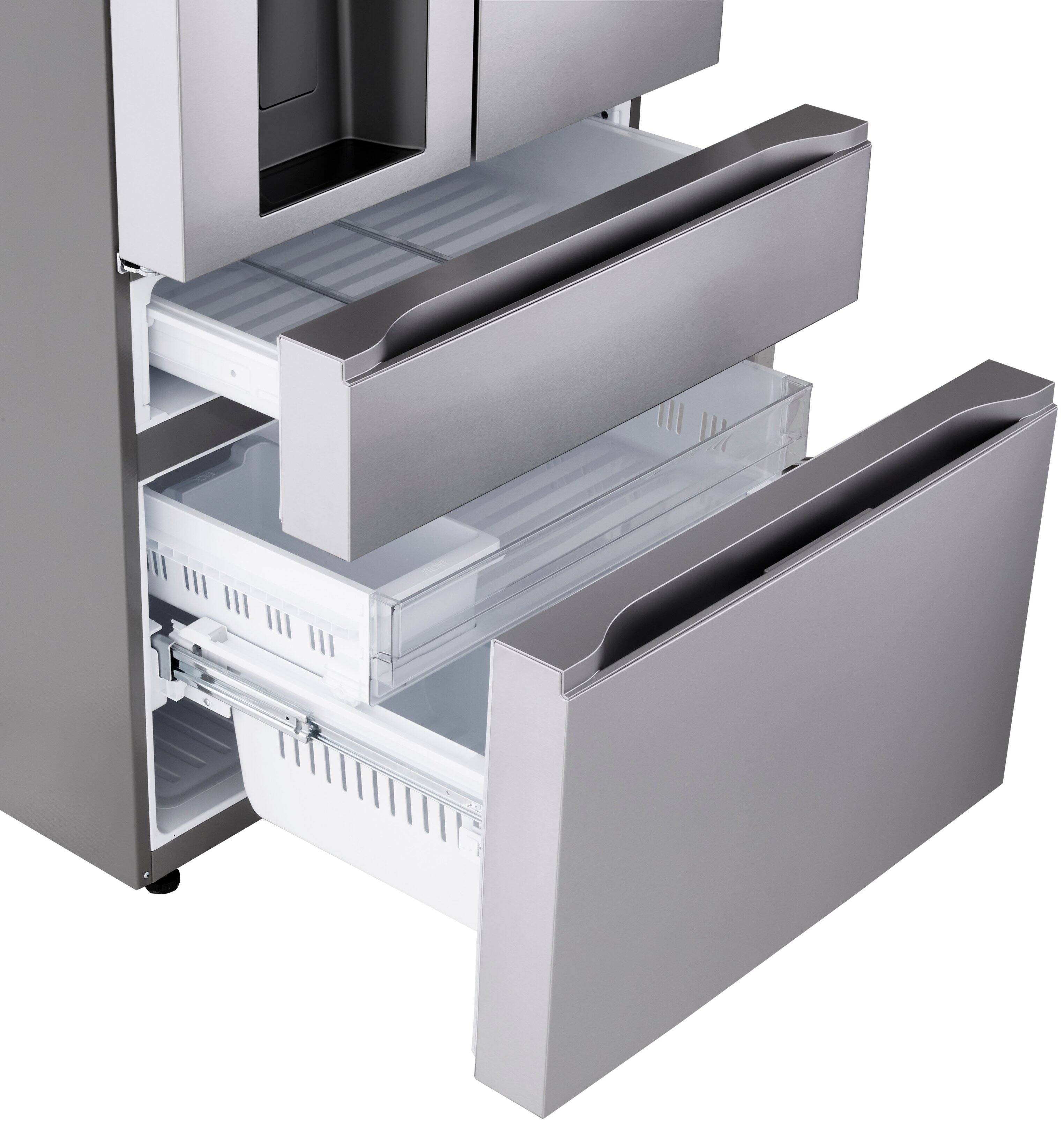 Alt View 12. LG - Counter-Depth MAX 28.6 Cu. Ft. 4-Door French Door Refrigerator Smart Refrigerator with Full Convert Drawer - PrintProof Noble Steel.