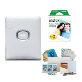 Fujifilm - INSTAX Square Link Instant Printer (White) w/Instax Film Kit Bundle