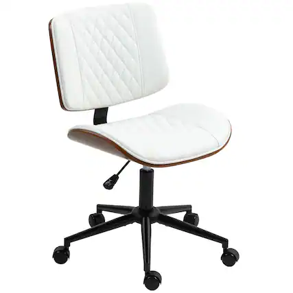 Front. Anysun - Anysun Armless Rolling Space-Saving Upholstered Leather Home Office Chair with Adjustable Height - White.