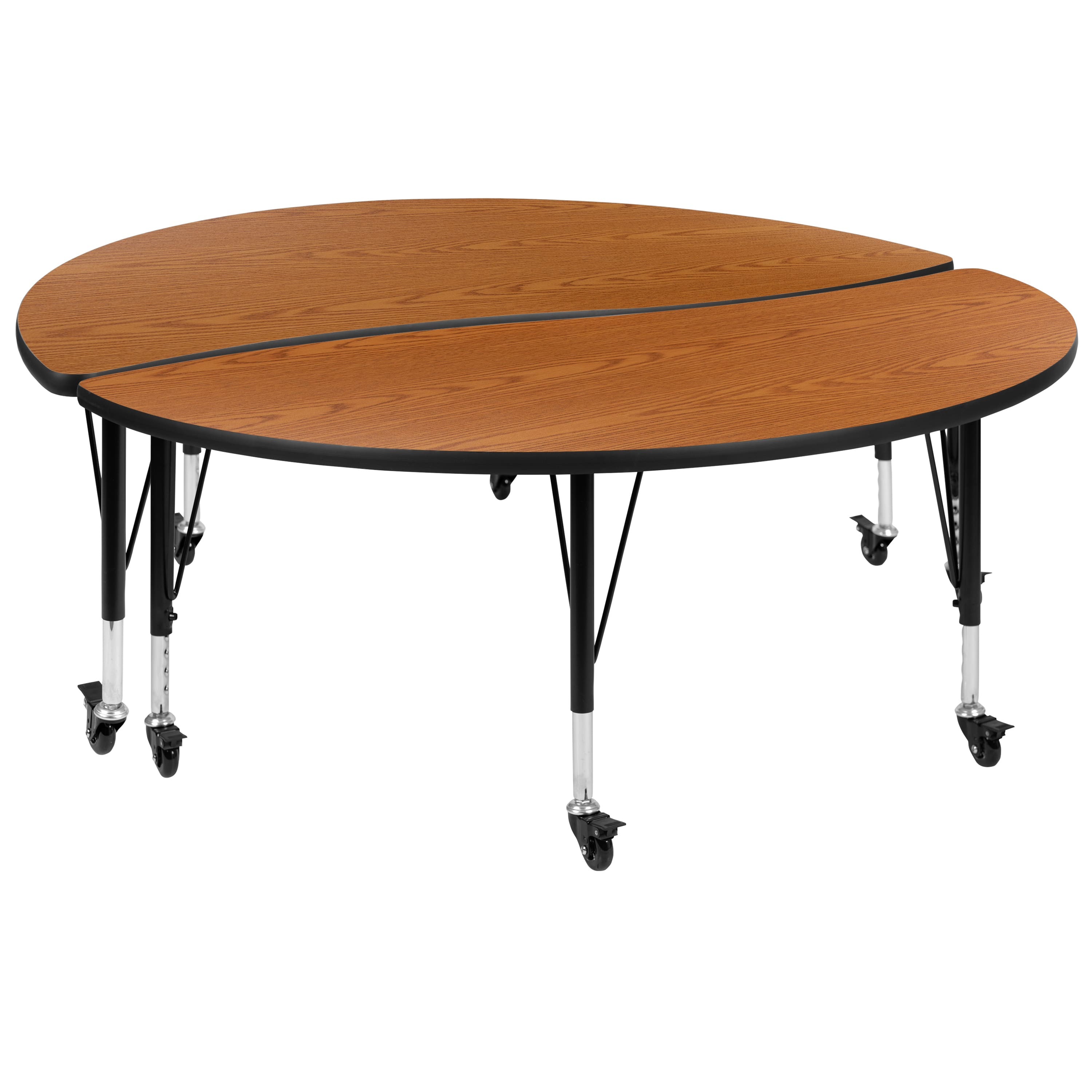 Photos - Dining Table Flash Furniture  Emmy 2 Piece Mobile Emmy 60" Circle Wave Flexible Oak Thermal Laminate Kids Adjustable Activity Table Set 