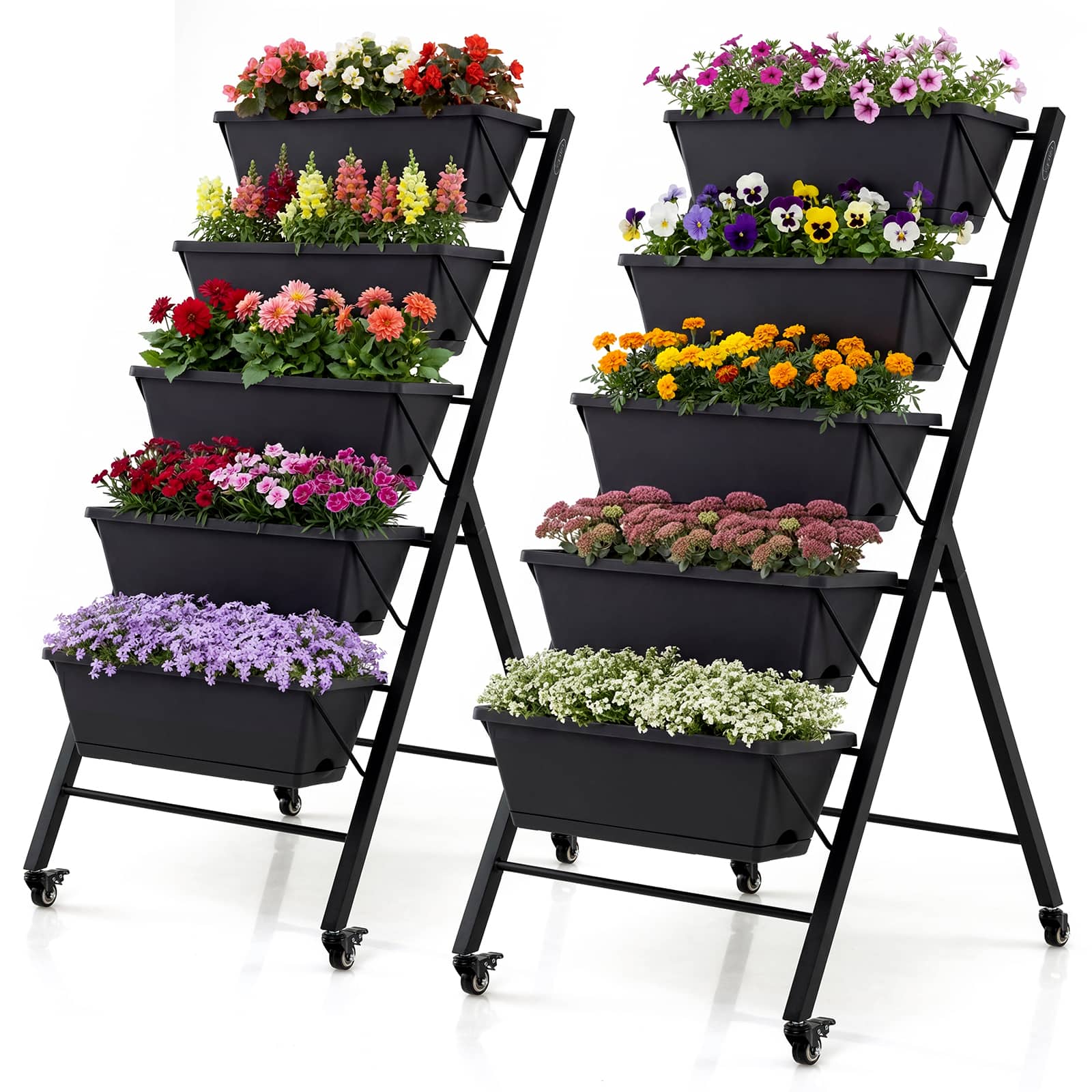 Costway - 2Pcs 5-Tier Vertical Raised Garden Bed, Freestanding Garden Planter with Wheels - Black price history on PriceWatchPro