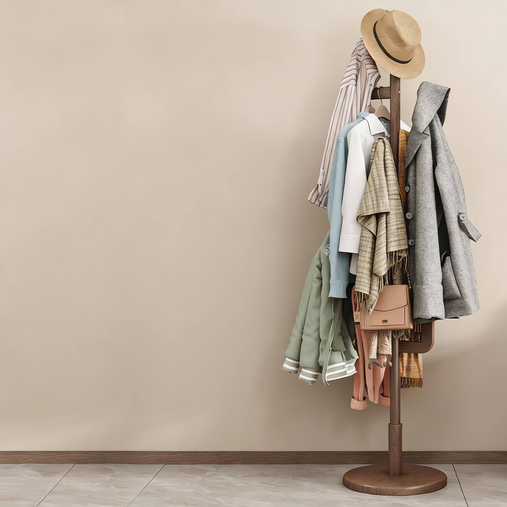 Alt View 2. Frangdom - Cactus Coat Rack Freestanding 6 Hooks 3 Heights - Walnut 15.6"D x 15.6"W x 71.2"H.