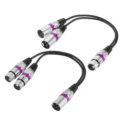 Front. Unique Bargains - 2pcs XLR Splitter Cable, 1F to 2M & 1M to 2F Y Cables for Balanced Audio, Mixers, Microphones - Purple Circle.