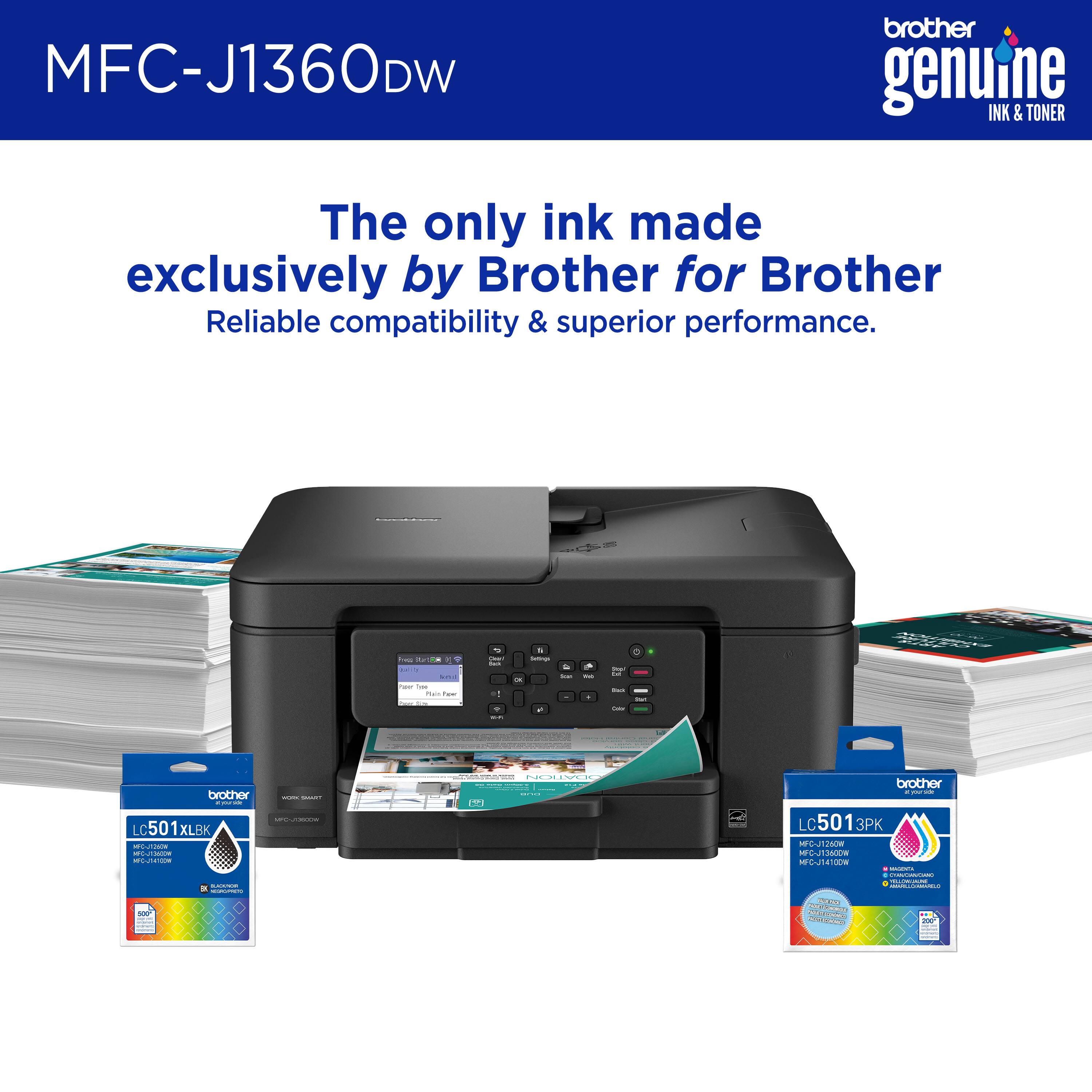 MFC-J1360DW brother genuine INK & TONER The only ink made exclusively by Brother for Brother Reliable compatibility & superior performance. - - ... I - - F.em Fw I - - - - - d - : 5 I brother : - LC 501 XLBK MFC-J1360DW | - S | | :  a . . | : | brother  - : LC c501 3PK MFC-J1360DW - tr - ad : . | I | - ! - |   -