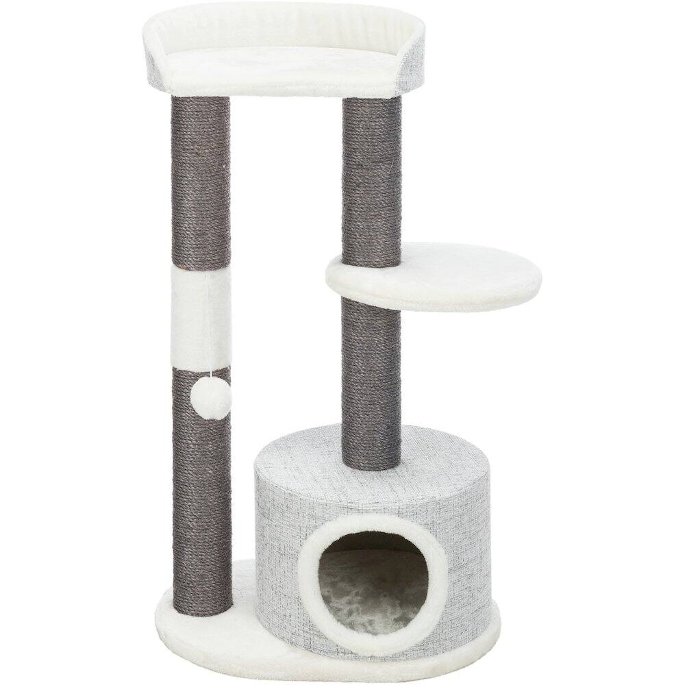 Front. TRIXIE - Pilar Plush & Sisal 3-Level 39.4" Cat Tower, Scratching Posts, Condo, Cat Toy - Gray.