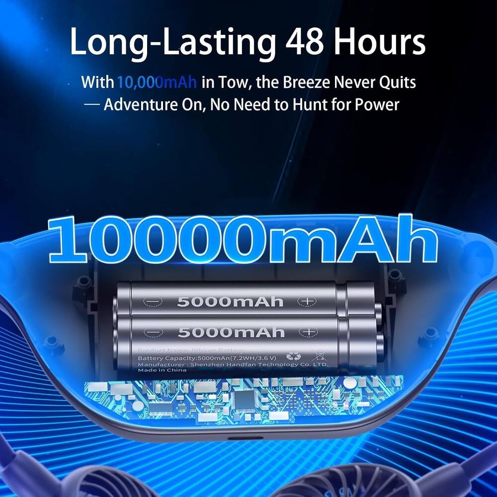Long-Lasting 48 Hours With 10,000mAh in Tow, the Breeze Never Quits Adventure On, No Need to Hunt for Power

10000mAh

5000mAh

5000mAh

Rosdhet Mareoen Lithium Polymer Battery

Capacity: 5000mAh (7.2WH/3.6V)

Manufacturer: Shenzhen Handfan Technology CO. LTD.

Made in China