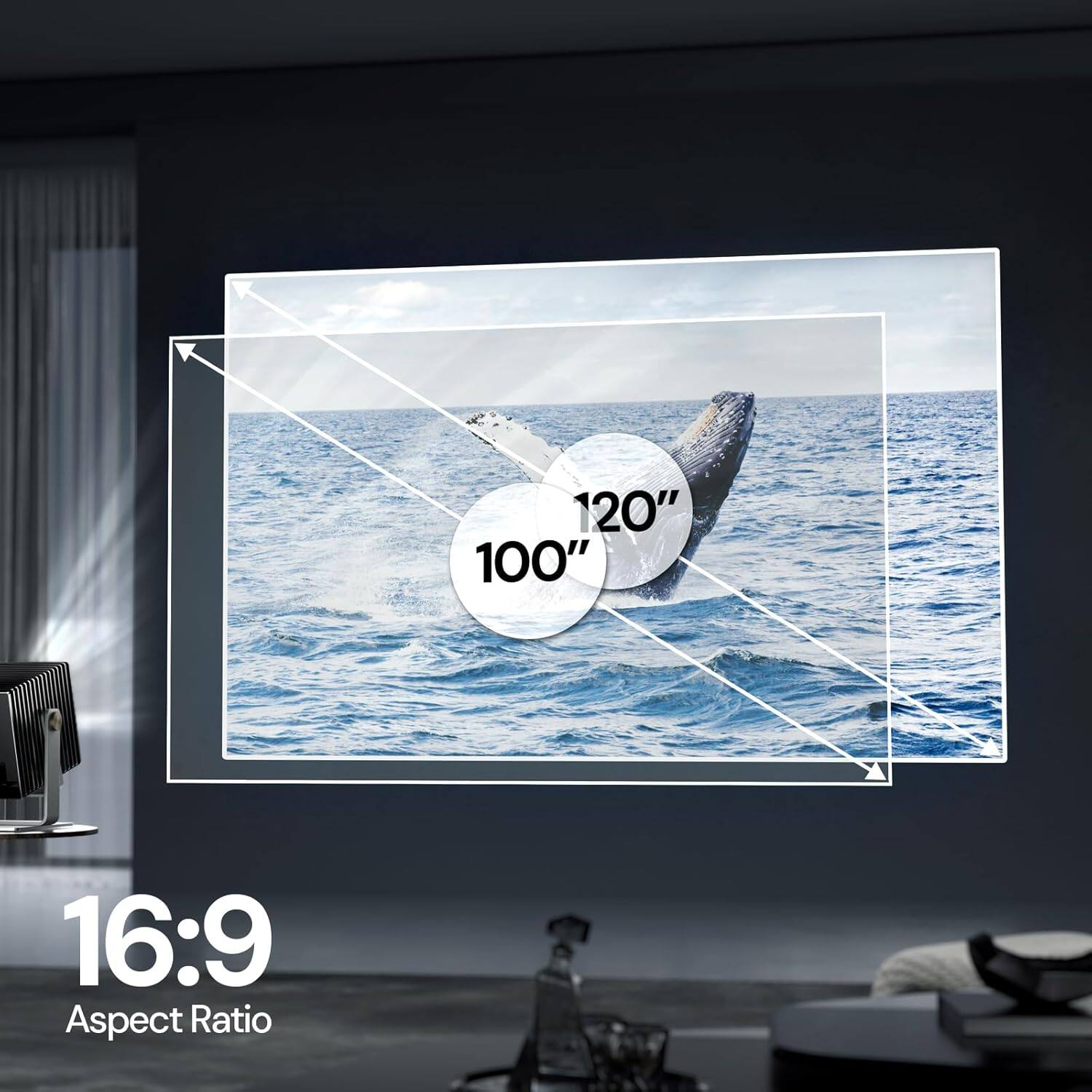 120"  
100"  
16:9 Aspect Ratio
