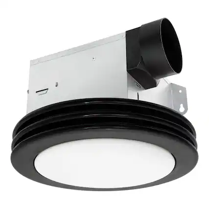 Front. Akicon - Bathroom Exhaust Fan with Light, 80 CFM 2 Sones, 15 Watt Dimmable 3000K/4000K/5500K 3CCT LED Light Matte black - Black.