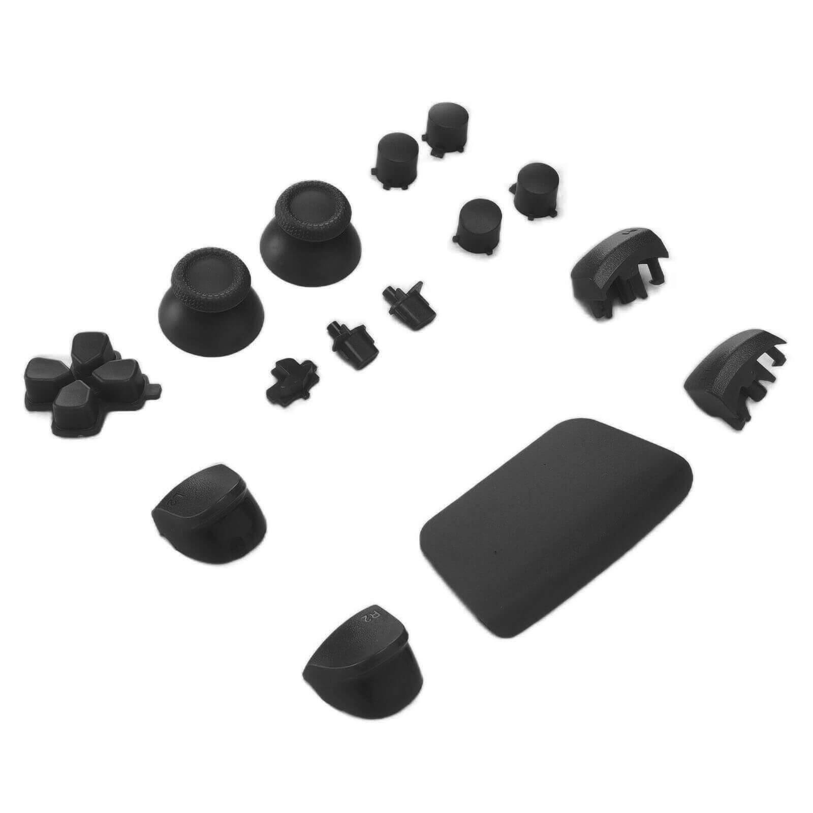 Alt View 1. MobileSentrix - Controller Button Set Replacement Compatible For PlayStation 5 PS5 (16 Pieces) - Midnight Black - Black.