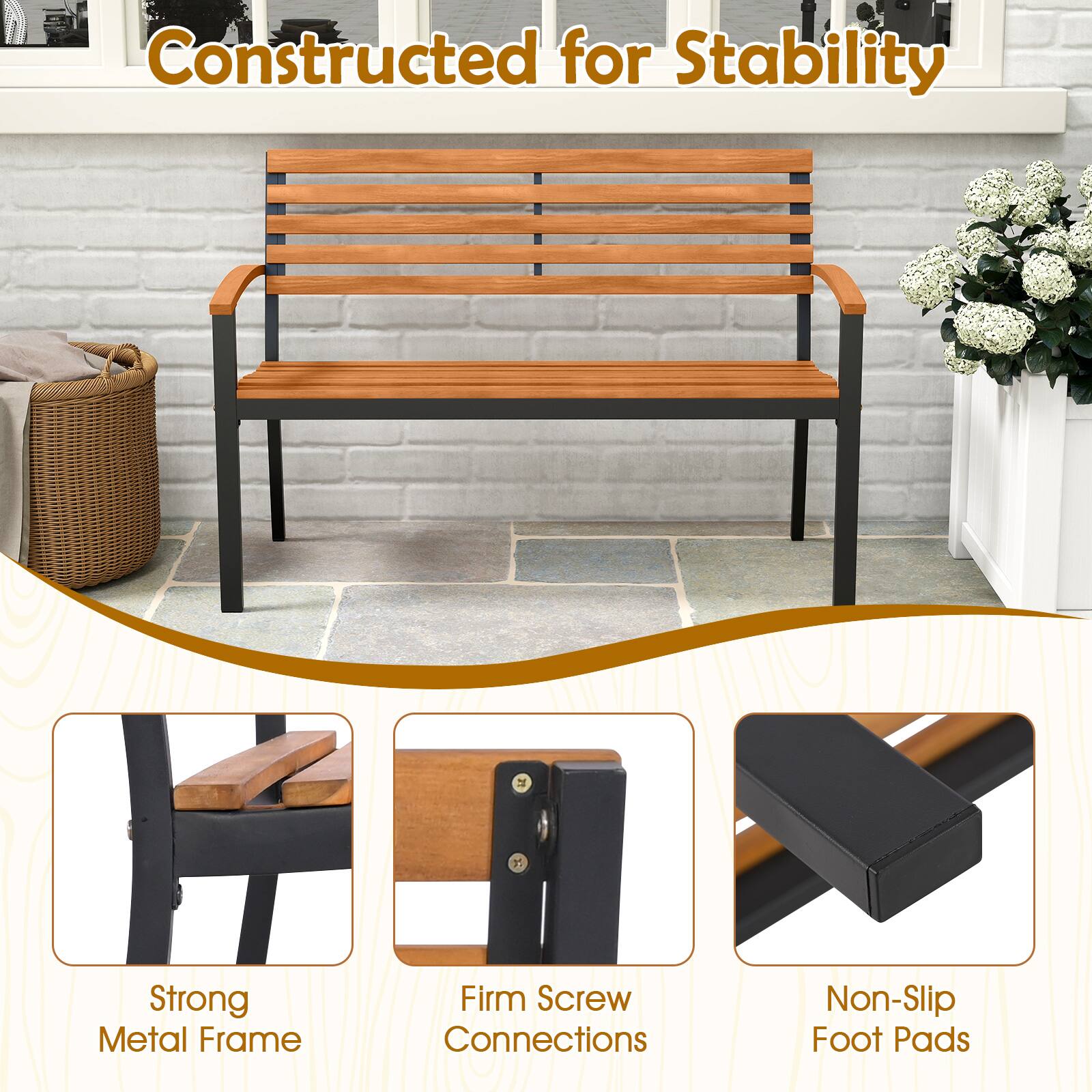 Constructed for Stability

- Strong Metal Frame
- Firm Screw Connections
- Non-Slip Foot Pads