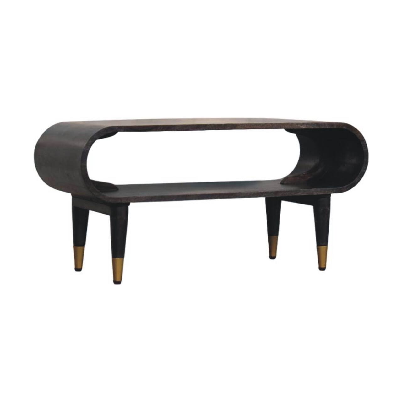 Angle. Artisan Furniture - Artisan Furniture Solid Wood Curved Edge Media with Brass Accents - Brown.