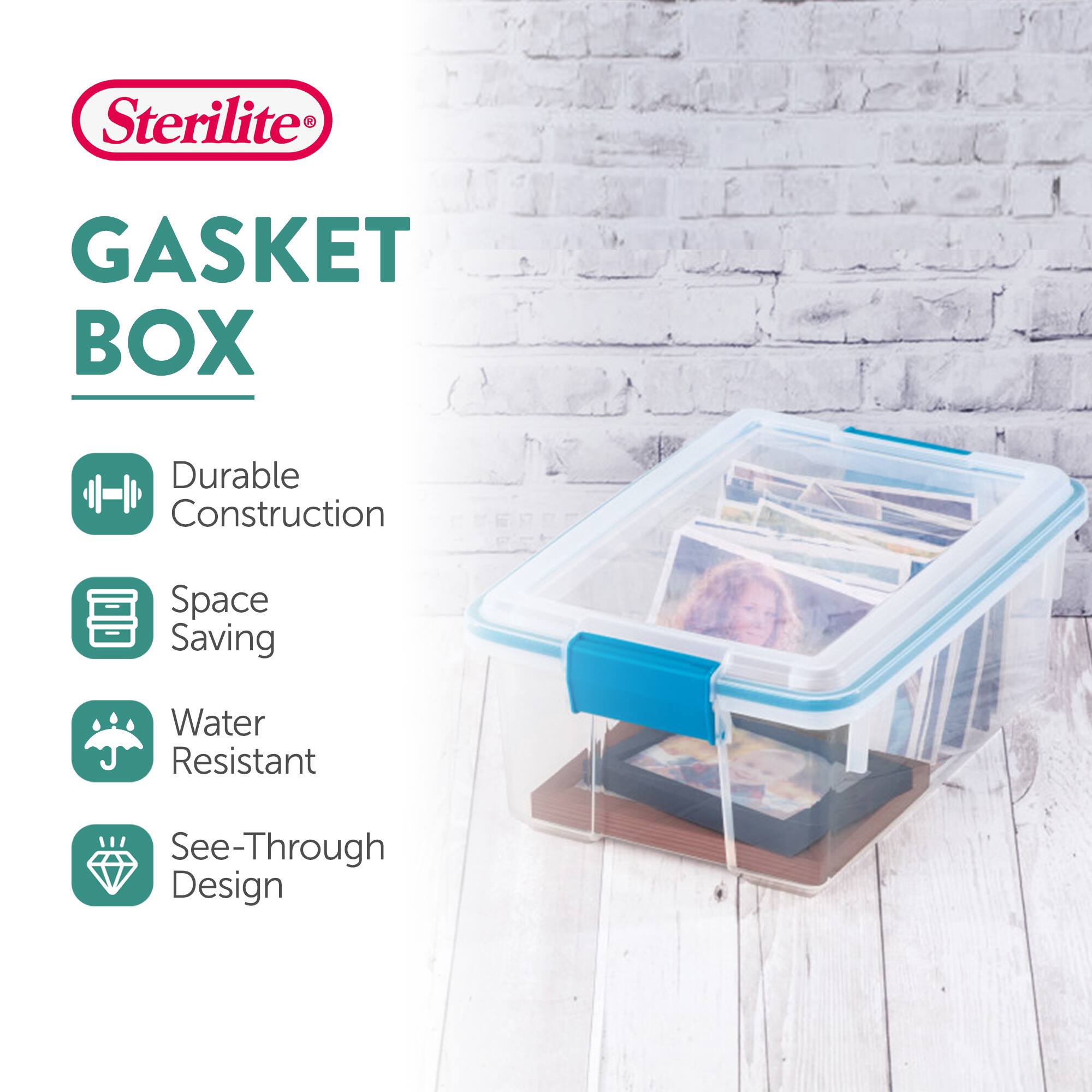 Sterilite GASKET BOX

- Durable Construction
- Space Saving
- Water Resistant
- See-Through Design