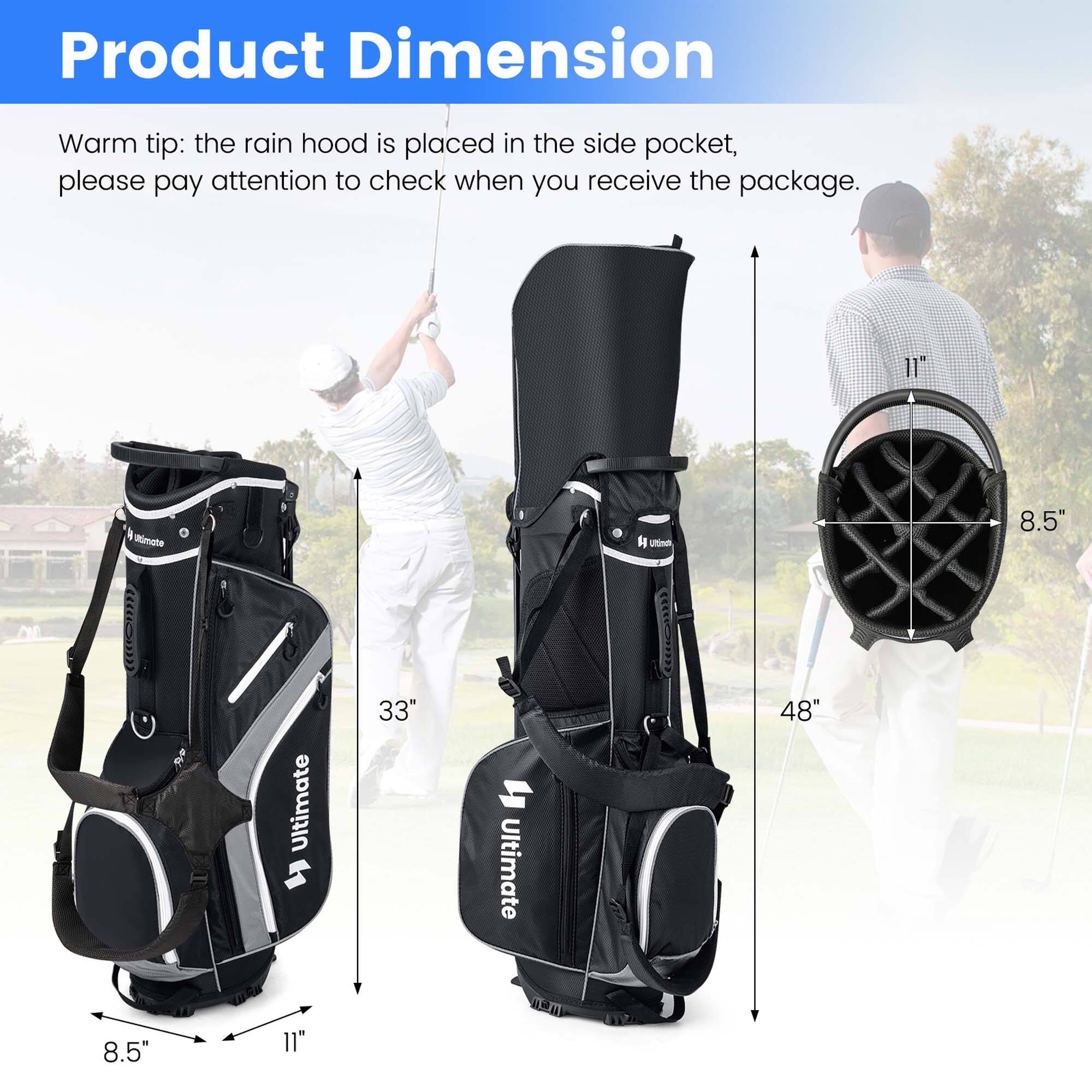 Product Dimension

Warm tip: the rain hood is placed in the side pocket, please pay attention to check when you receive the package.

- Height: 48"
- Width: 11"
- Depth: 8.5"
- Side Pocket Height: 33"